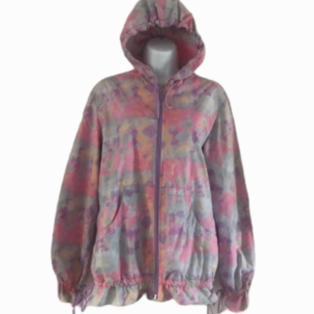 Tie-Dye Hooded Windbreaker Jacket